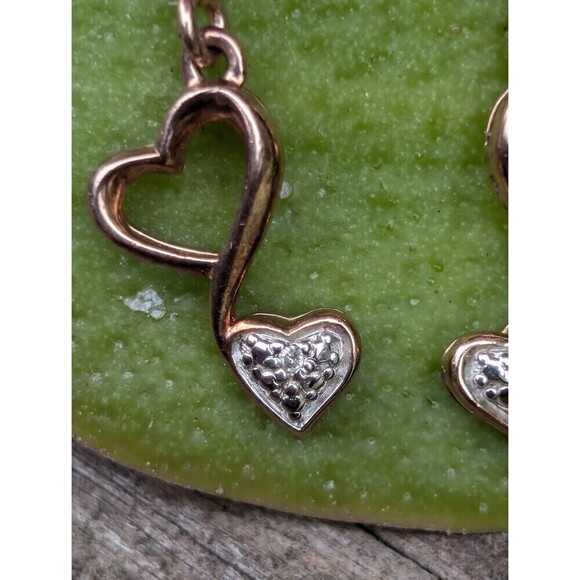 Vintage Sterling Gold Vermeil Heart Earrings - Picture 5 of 9